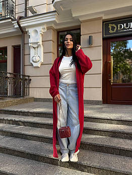 Пухнастий кардиган вільного крою універсальний (42–48) червоний