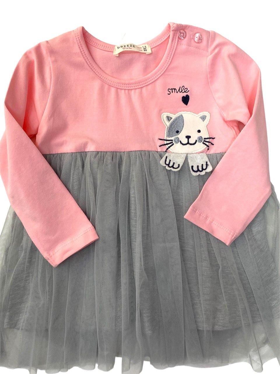 Дитяча сукня Breeze Girls з котиком та сіточкою, розміри 86,92,98,104,110, фото 1