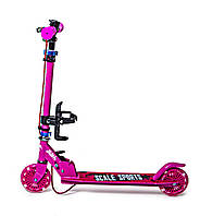Дитячий складний самокат із ручним гальмом Scale Sports SS-13 рожевий колір колеса 120 мм що світяться для дітей від 3-х років