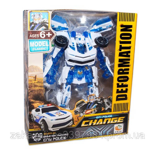 Робот-Трансформер Бамблбі поліцейська машина Дитяча Іграшка для хлопчика Автобот, висота 26 см, фото 1