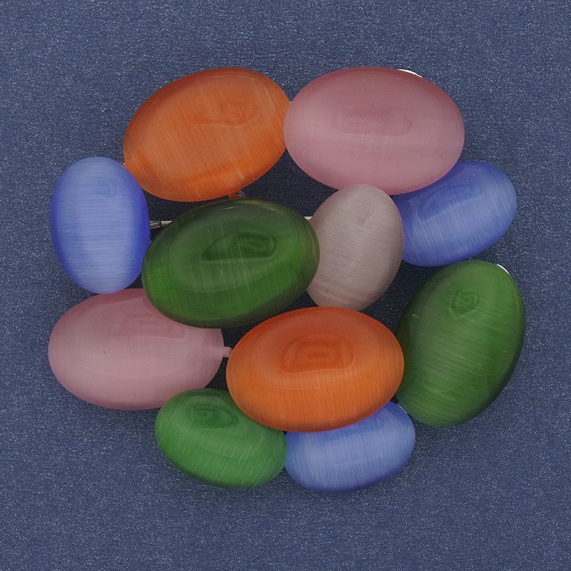 Брошка кулон Акцент різнокольорове Котяче Око сріблястий метал 49х45мм+-, фото 1