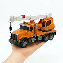 Машинка Автокран музичний 30 см — іграшковий кран зі світлом і звуком, помаранчевий 666-11R, фото 6