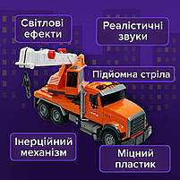 Машинка Автокран музичний 30 см — іграшковий кран зі світлом і звуком, помаранчевий 666-11R, фото 5