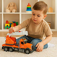 Машинка Автокран музичний 30 см — іграшковий кран зі світлом і звуком, помаранчевий 666-11R, фото 8