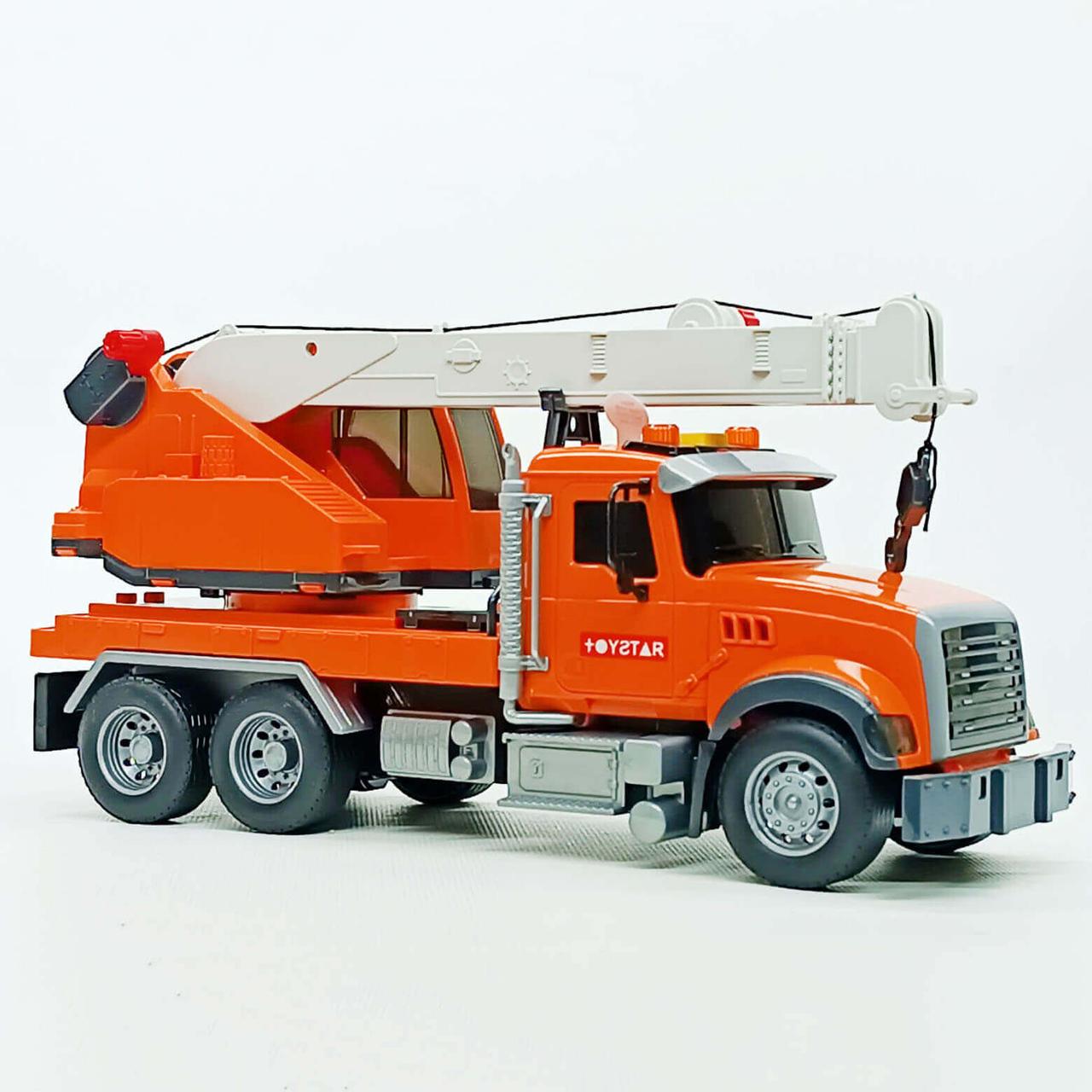 Машинка Автокран музичний 30 см — іграшковий кран зі світлом і звуком, помаранчевий 666-11R, фото 1