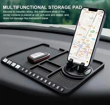 Килимок автомобільний нековзний Scratch Ma Чорний, Килимок тримач телефона, Килимок на торпеду, фото 1