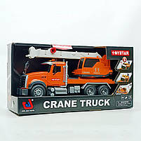 Машинка Автокран музичний 30 см — іграшковий кран зі світлом і звуком, помаранчевий 666-11R, фото 3