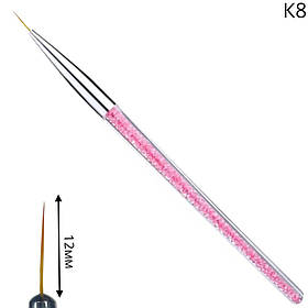 Пензлик для майстра манікюру для дизайну та нарощування нігтів K8 1шт., зі стразами