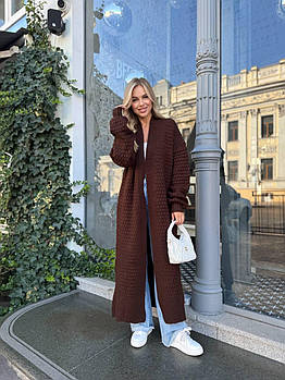 Кардиган вільного крою з трикотажу універсальний (42–48) шоколадний