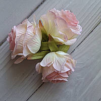 Троянда з тканини головка персикова — 5 на 5.5 см