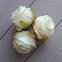 Троянда з тканини головка ваніль — 5 на 5.5 см