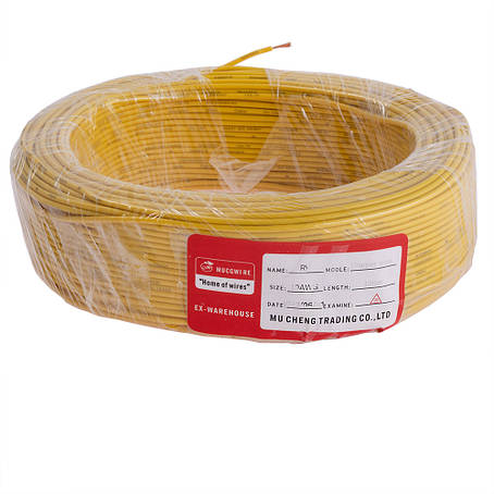 Дріт багатожильний 0.75mm2 (19AWG/24xD0.20 мм, мідь, PVC), жовтий, 1 м, фото 1