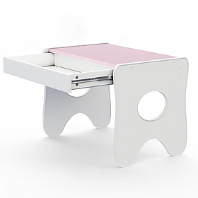 Столик для дітей 70×45×51, гральний дитячий стіл з шухлядкою, білий з рожевим