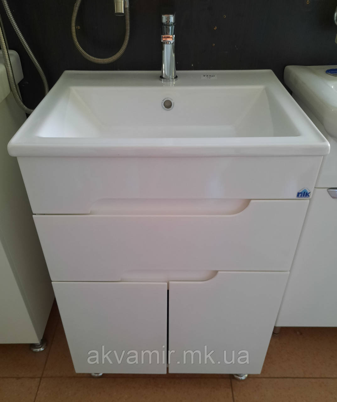 Тумба Пік Сімпл 55 см з умивальником Кредо 55 біла, фото 1