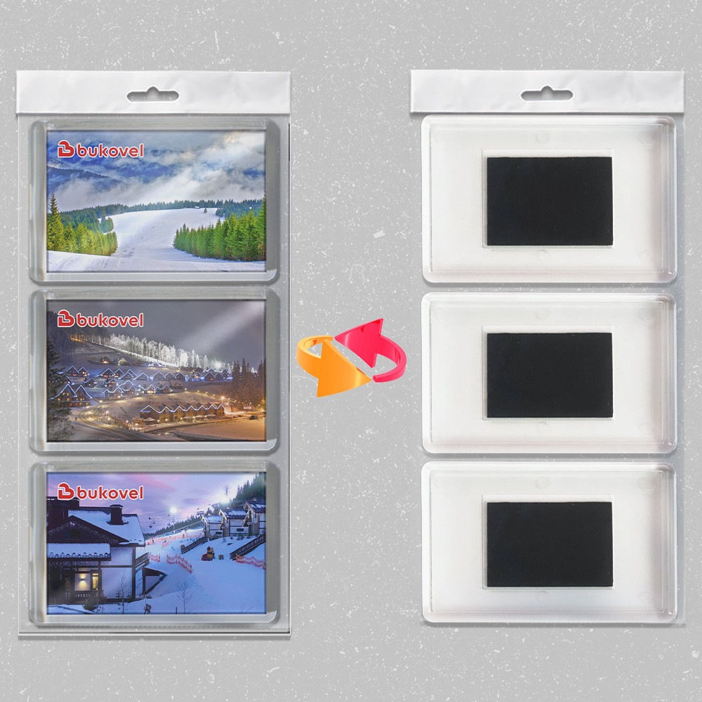 Набір акрилових магнітів Буковель 52х78 мм 3 шт. Асорті, фото 1