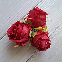 Троянда з тканини головка червона — 5 на 5.5 см