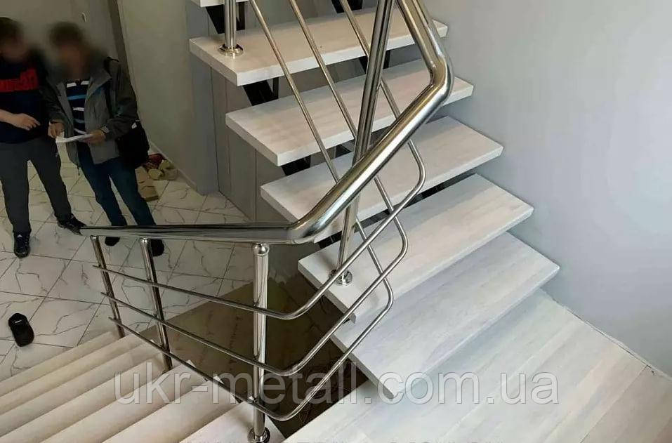 Драбинні огорожі з неіржавкої сталі з 3 ригелями, фото 1