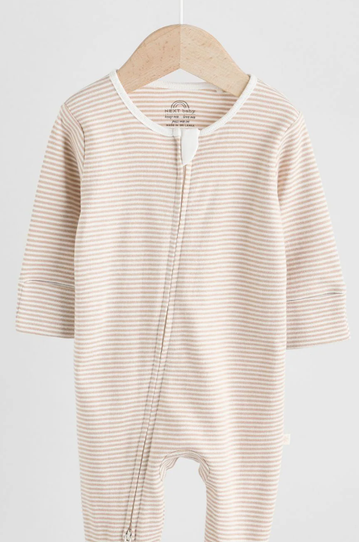 Дитячий чоловічок-сліп Next з закритими ніжками 0-1 міс (56см), 100% бавовна, 1 шт (смужка), фото 1