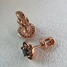 Елегантні сережки зі срібла з позолотою і темними вставками «Кришталеві мрії», фото 2
