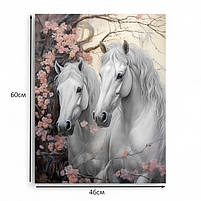 Картина Пара білих коней Красиві коні Настінний декор для інтер'єру Друк на полотні 60х46см, фото 5