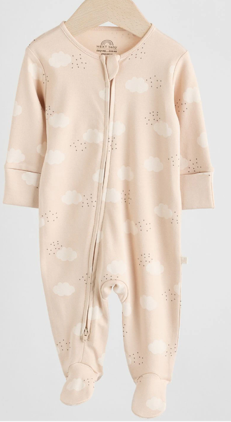 Дитячий чоловічок-сліп Next з закритими ніжками 0-1 міс (56см), 100% бавовна, 1 шт (хмарки), фото 1