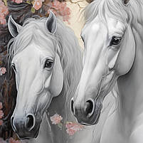 Картина Пара білих коней Красиві коні Настінний декор для інтер'єру Друк на полотні 60х46см, фото 4