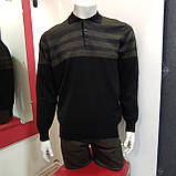 Светр чоловічий джемпер поло комір гудзика XL чорний, фото 2
