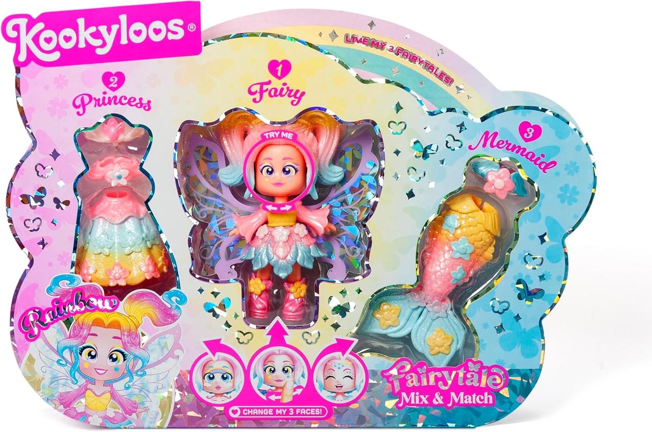 Лялька Kookyloos Fairytale Mix & Match Rainbow 3 in 1 - Рейнбоу 3 в 1 принцеса, русалка, фея PKLSP106IN210, фото 1