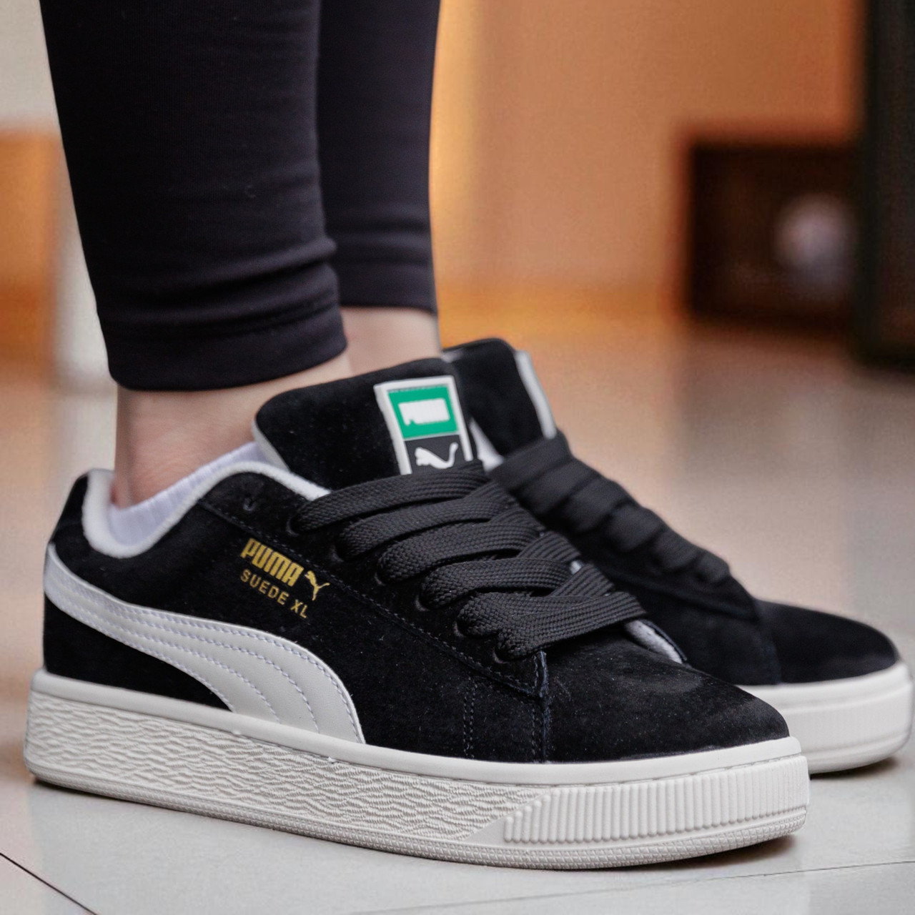 Жіночі кросівки Puma Suede XL Black White ND весна-осінь замшеві чорні. Живе фото, фото 1