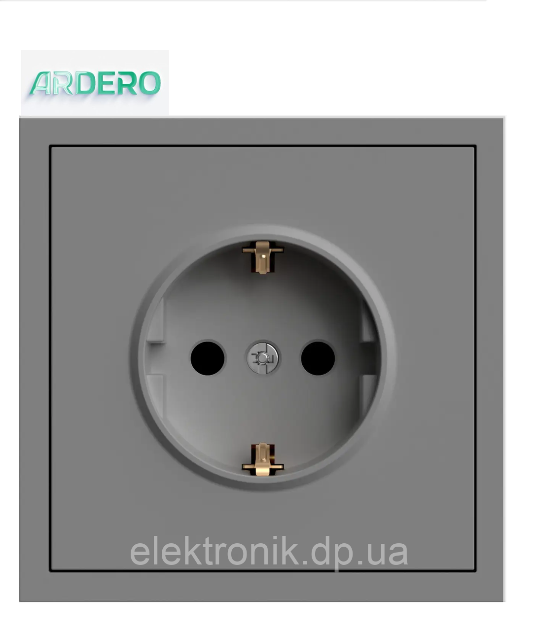 Розетка із заземленням Soft ER121-G ARDERO білий/чорний/бетон, фото 1