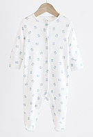 Дитячий чоловічок-сліп Next з закритими ніжками 3-6 міс (68см), 100% бавовна, 1 шт (білий ведмедик)