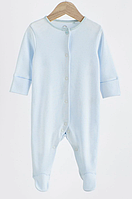 Дитячий чоловічок-сліп Next з закритими ніжками 3-6 міс (68см), 100% бавовна, 1 шт (блакитний смужка)
