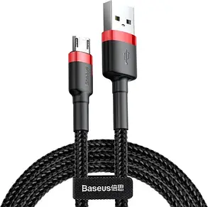 Кабель Baseus USB CA-101 2.4A Cafule (CAMKLF-B91) Red+Black 1m, фото 1