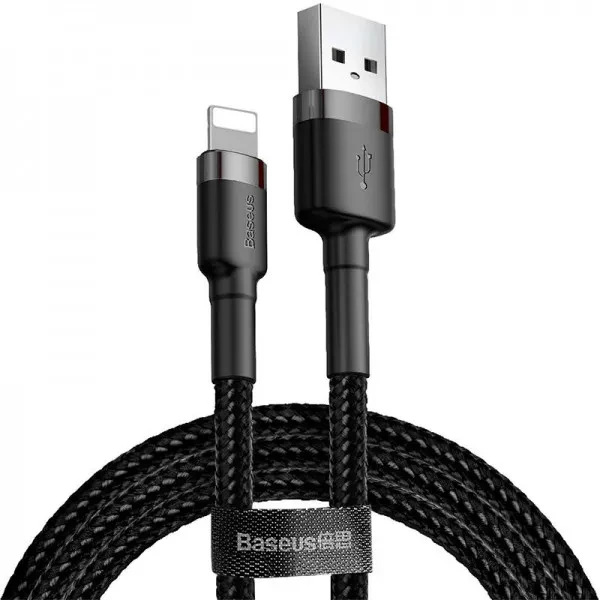 Кабель Baseus USB Lightning 2.4A Cafule (CALKLF-BG1) gray/black 1m