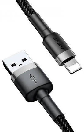 Кабель Baseus USB Lightning 2.4A Cafule (CALKLF-BG1) gray/black 1m, фото 2