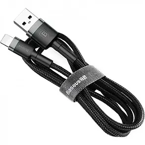 Кабель Baseus USB Lightning 2.4A Cafule (CALKLF-BG1) gray/black 1m, фото 3