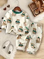 Дитяча махрова піжама з Ведмедиками, Тепла дитяча піжама Зимова піжамка 2-3 роки