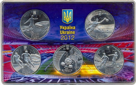 Набір з п'яти монет НБУ "Фінальний турнір чемпіонату Європи з футболу 2012", фото 1