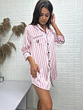 Ніжна жіноча нічна сорочка на гудзиках у полоску, фото 2