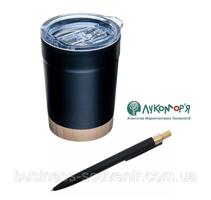 Корпоративный эко-набор (термокружка + металлическая ручка) с логотипом