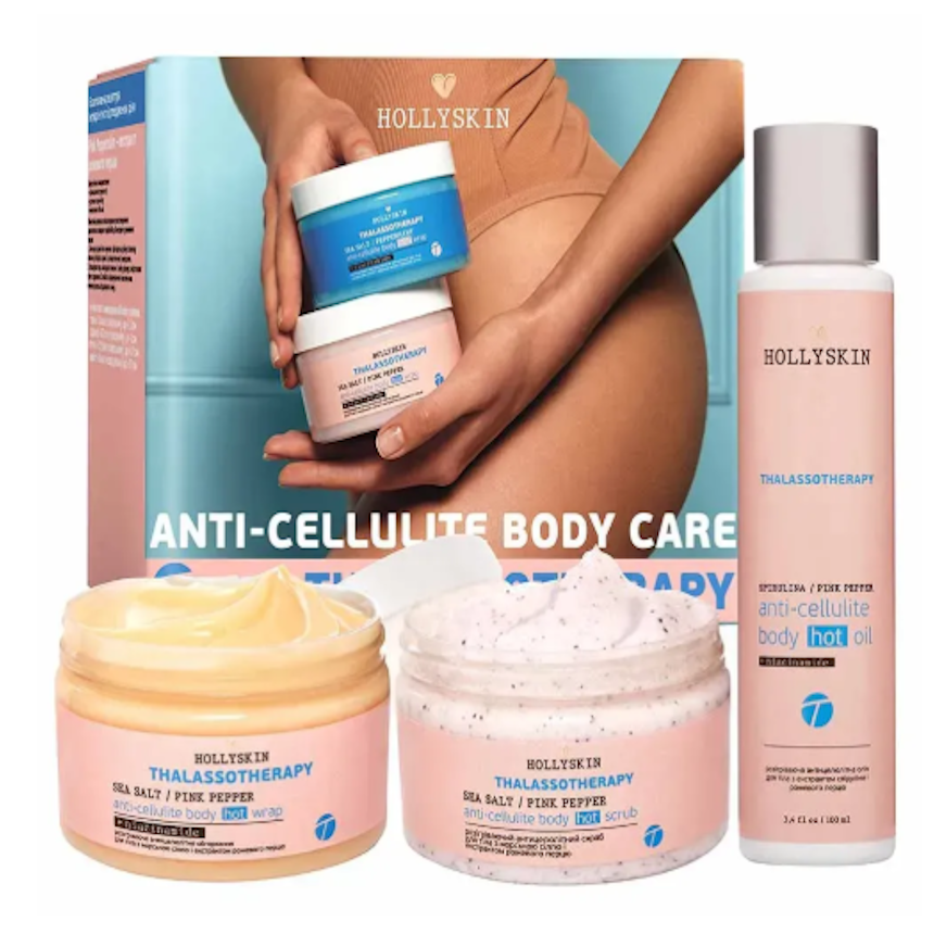 Розігрівальне антицелюлітне обгортання + Розігрівальний скраб + Антицелюлітна олія HOLLYSKIN, (0154h), фото 1