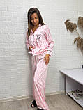 Ніжна жіноча піжама рубашка штани у полоску, фото 3