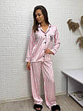 Ніжна жіноча піжама рубашка штани у полоску, фото 4