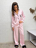 Ніжна жіноча піжама рубашка штани у полоску, фото 2