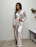Жіноча піжама рубашка штани у полоску, фото 7
