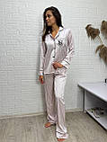 Жіноча піжама рубашка штани у полоску, фото 4