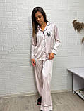 Жіноча піжама рубашка штани у полоску, фото 5
