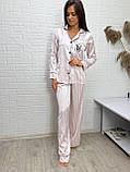 Жіноча піжама рубашка штани у полоску, фото 6