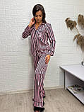 Стильний жіночий костюм сорочка штани шовк у полоску, фото 3