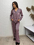 Стильний жіночий костюм сорочка штани шовк у полоску, фото 4
